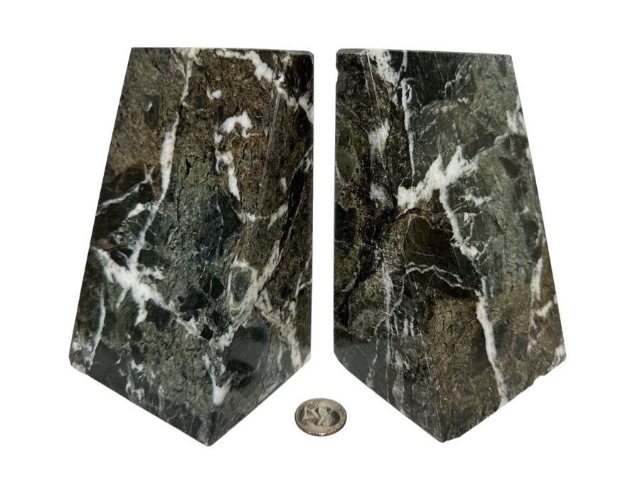 Polished Marble Stone Bookends 6W X 4D X 6 1/4H [Photo 1]