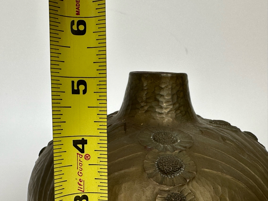 Leon Provins (1873-1943, Belgium) Hammered Copper Art Nouveau Vase Stylized With Flowers Signed L. Provins Made In Belgium 6.5W X 5H [Photo 13]