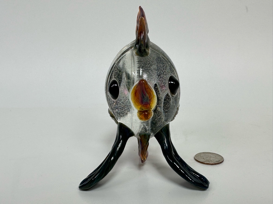 Art Glass Fish Figurine Signed HG Inside Of Turtle 4.5W X 4D X 5H [Photo 4]