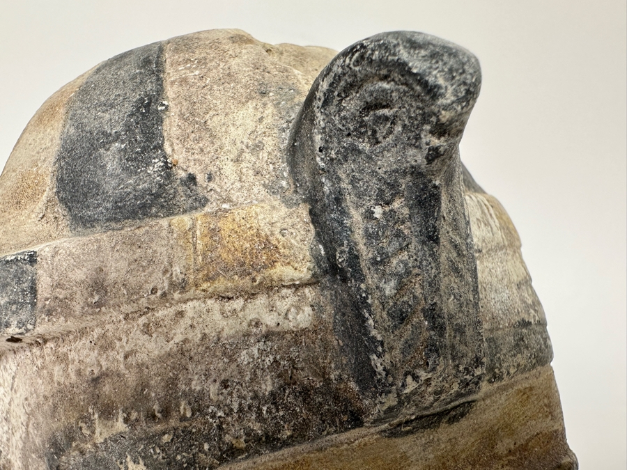 Egyptian Style Carved Limestone Polychromed Head Sculpture 5W X 5D X 5.5H [Photo 16]