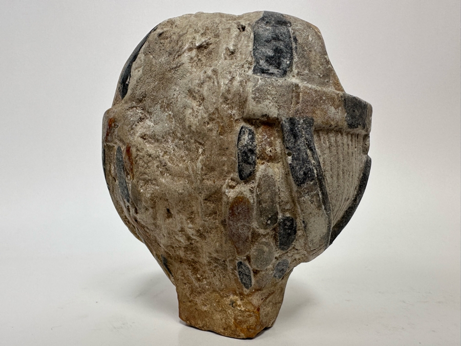 Egyptian Style Carved Limestone Polychromed Head Sculpture 5W X 5D X 5.5H [Photo 20]