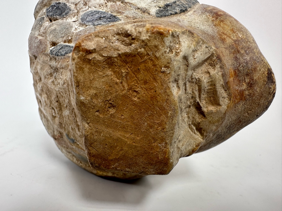 Egyptian Style Carved Limestone Polychromed Head Sculpture 5W X 5D X 5.5H [Photo 19]