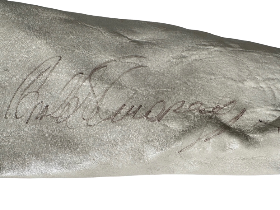 Original Planet Hollywood South Coast Plaza Leather Jacket Designed By Tony Nowak - Sleeve Hand Signed By Arnold Schwarzenegger Size XL [Photo 4]