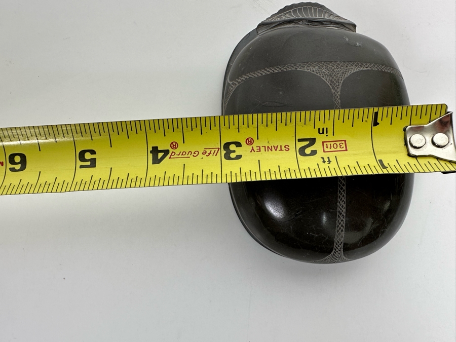 Carved Stone Egyptian Scarab Beetle With Hieroglyphs On Underside 3W X 4.5D X 1.5H [Photo 17]