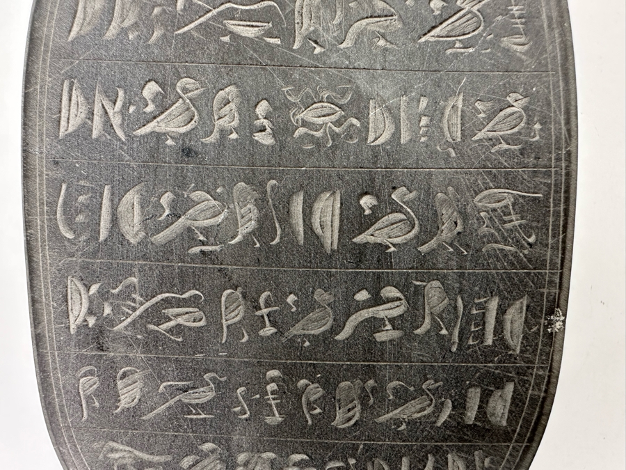 Carved Stone Egyptian Scarab Beetle With Hieroglyphs On Underside 3W X 4.5D X 1.5H [Photo 13]