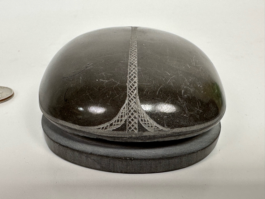 Carved Stone Egyptian Scarab Beetle With Hieroglyphs On Underside 3W X 4.5D X 1.5H [Photo 8]