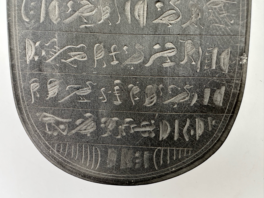 Carved Stone Egyptian Scarab Beetle With Hieroglyphs On Underside 3W X 4.5D X 1.5H [Photo 14]