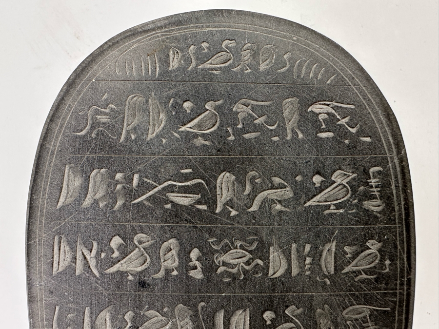 Carved Stone Egyptian Scarab Beetle With Hieroglyphs On Underside 3W X 4.5D X 1.5H [Photo 12]