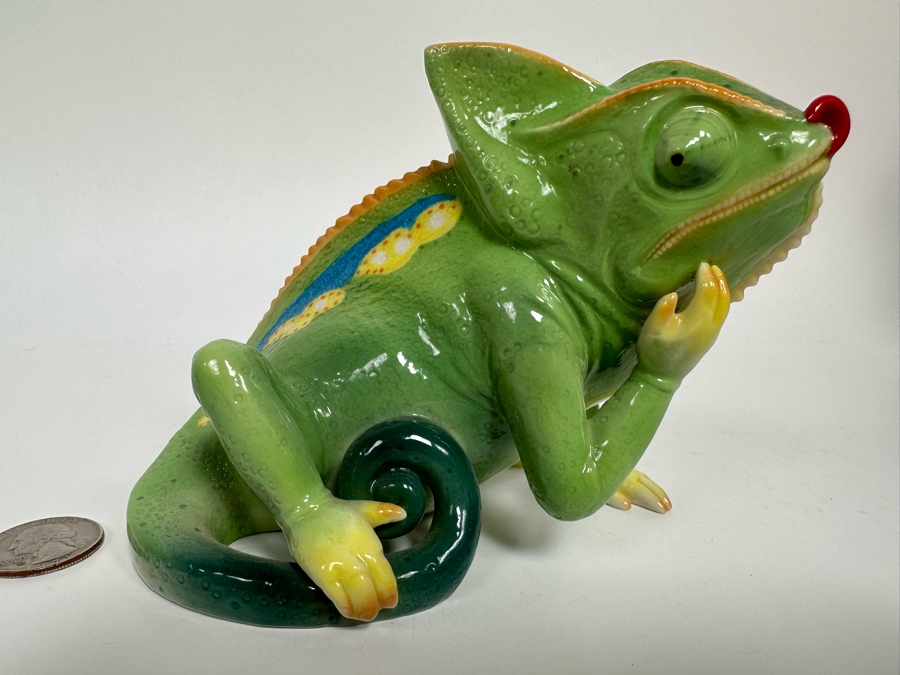 Franz Collection Rain Forest Little Dwellers Chameleon Lizard Figurine Signed 5.5W X 4D X 4.5H Retails $220 [Photo 3]