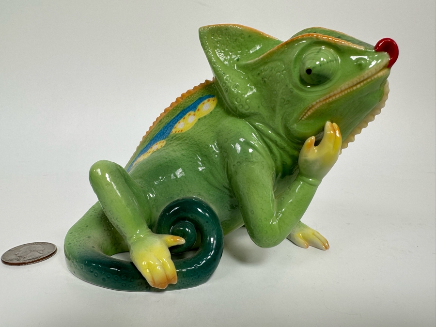 Franz Collection Rain Forest Little Dwellers Chameleon Lizard Figurine Signed 5.5W X 4D X 4.5H Retails $220 [Photo 2]