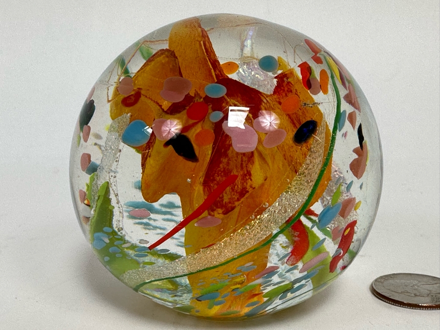Signed Art Glass Paperweight 3W X 3H [Photo 3]