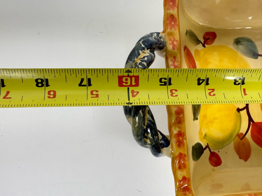 Hand Painted Italian Divided Dish With Handles 16W X 8D X 4H [Photo 7]