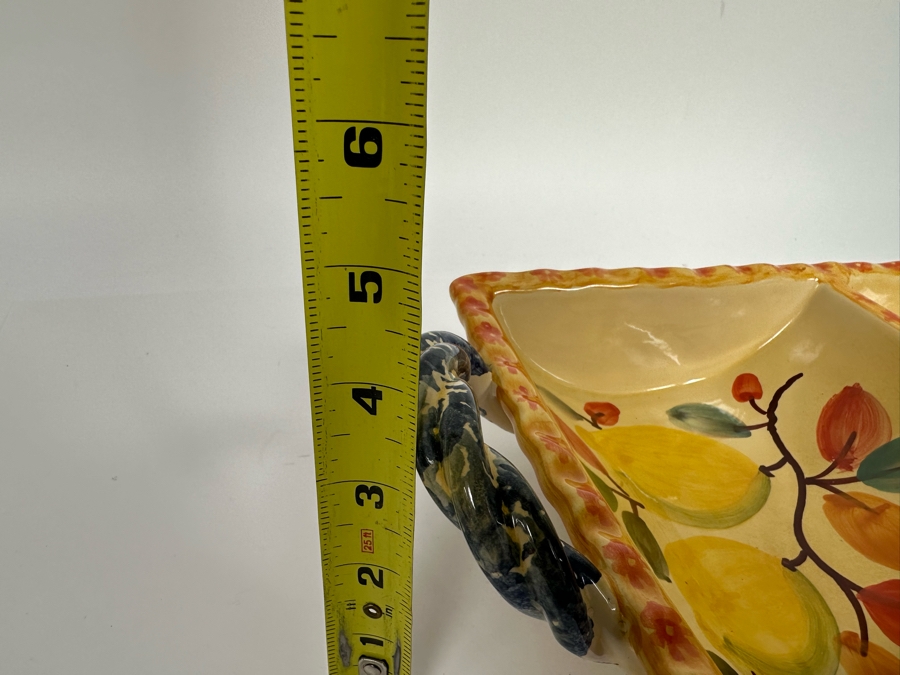 Hand Painted Italian Divided Dish With Handles 16W X 8D X 4H [Photo 9]
