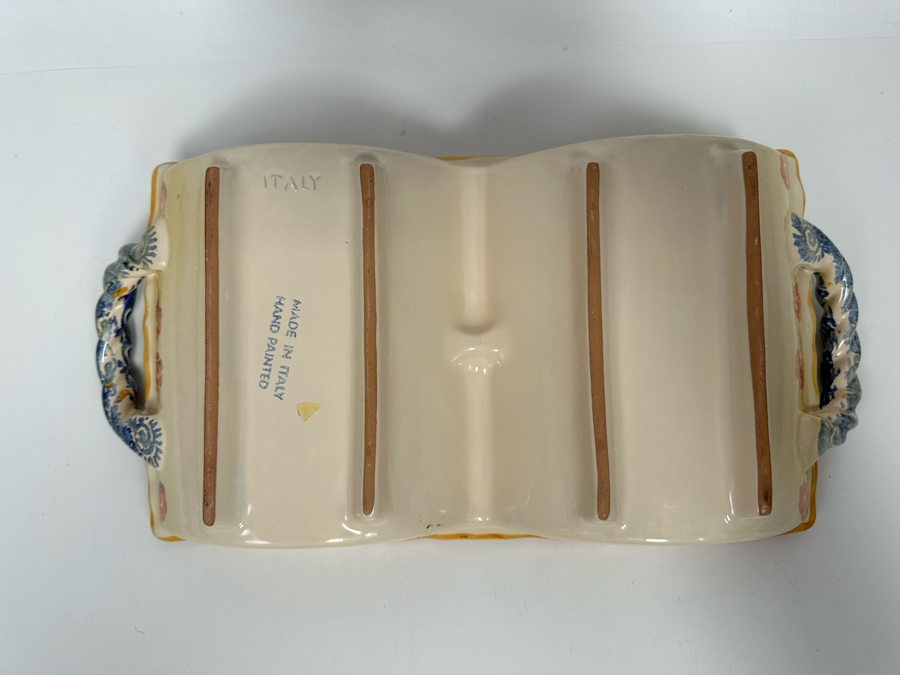 Hand Painted Italian Divided Dish With Handles 16W X 8D X 4H [Photo 5]