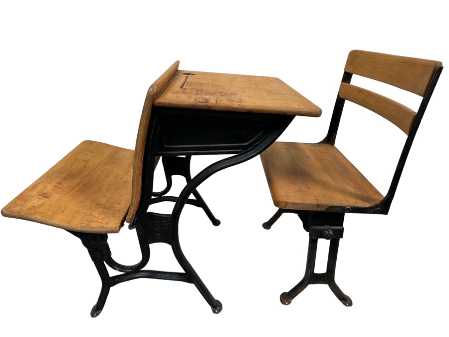 Vintage Children's School Desk And Chair 23.5W X 34D X 30H [Photo 1]