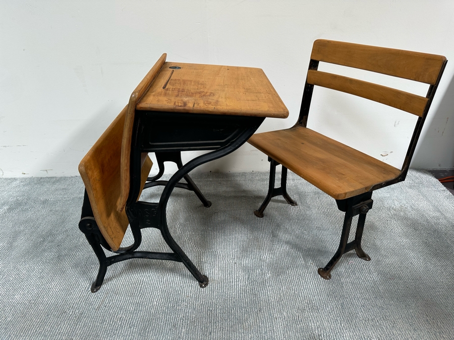 Vintage Children's School Desk And Chair 23.5W X 34D X 30H [Photo 5]
