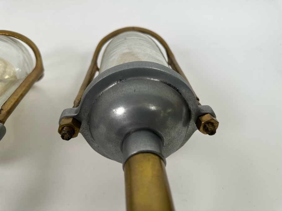 Pair Of Industrial Metal Light Fixture Sconces 13H X 5W [Photo 8]