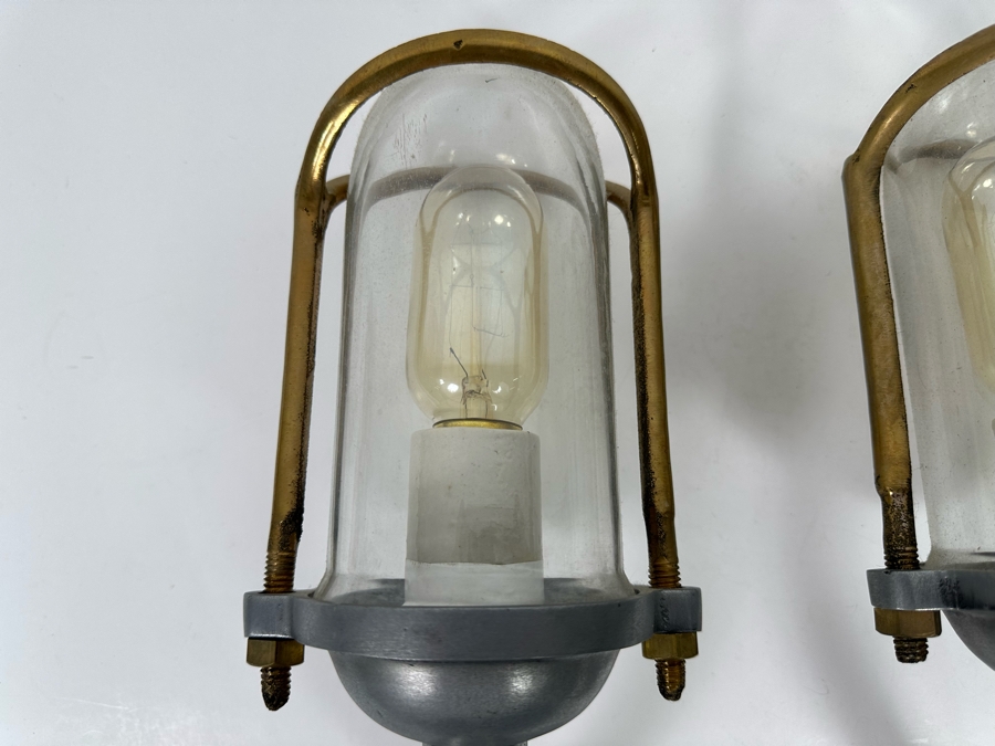 Pair Of Industrial Metal Light Fixture Sconces 13H X 5W [Photo 10]