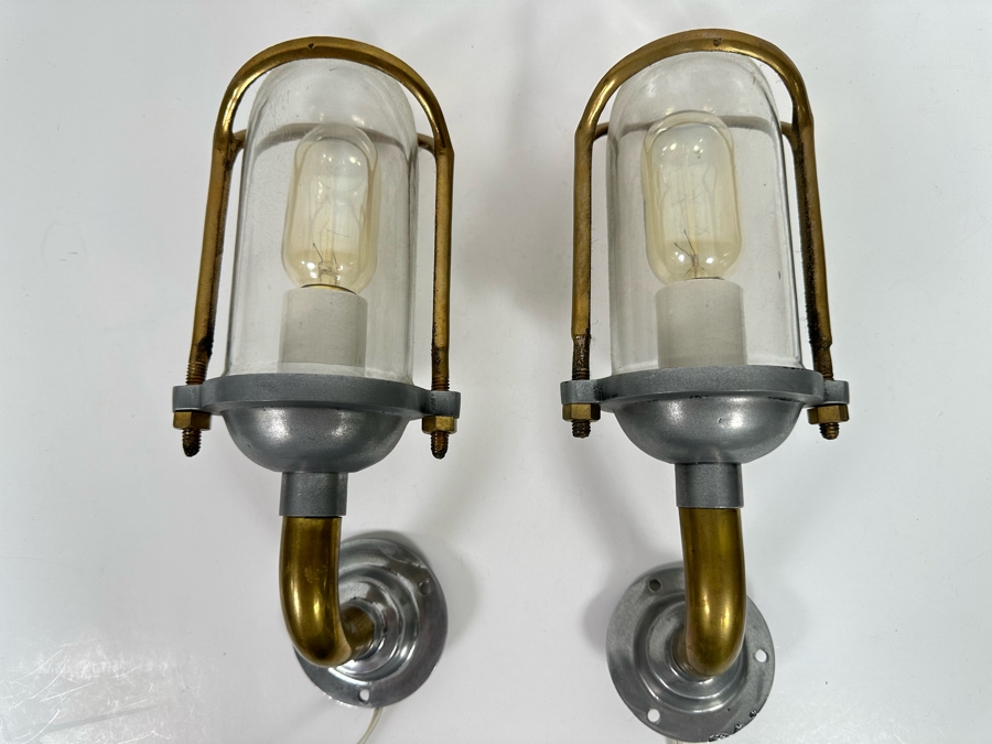 Pair Of Industrial Metal Light Fixture Sconces 13H X 5W [Photo 6]
