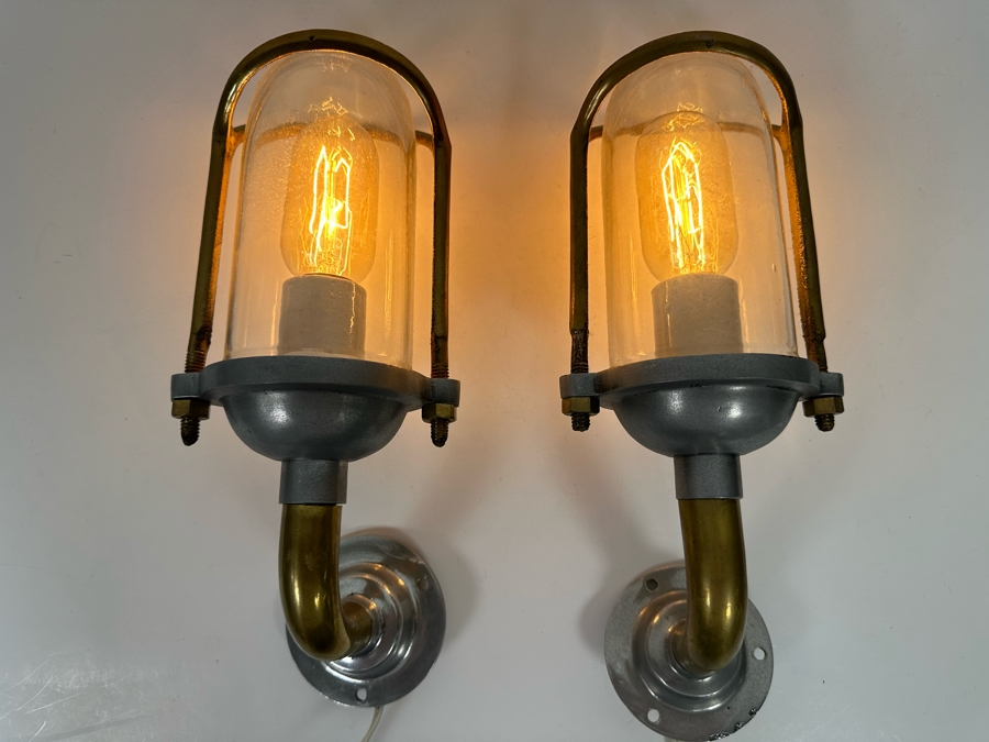 Pair Of Industrial Metal Light Fixture Sconces 13H X 5W [Photo 4]