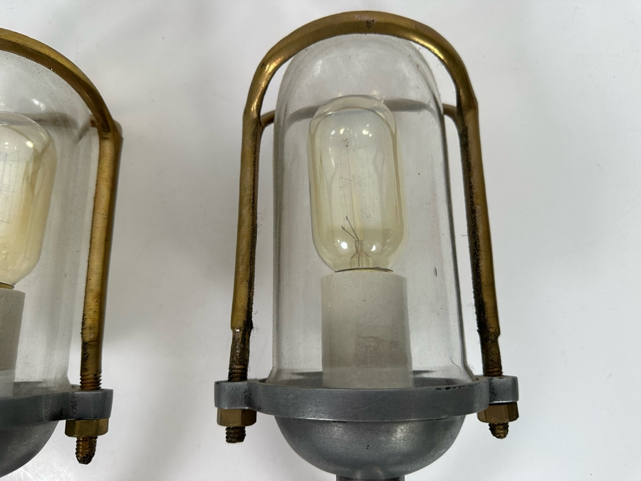 Pair Of Industrial Metal Light Fixture Sconces 13H X 5W [Photo 9]