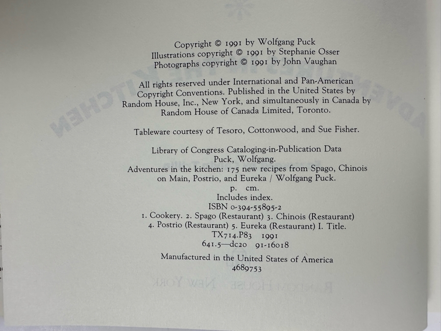 Signed First Edition Cookbook Wolfgang Puck Adventures In The Kitchen Signed By Wolfgang Puck [Photo 6]