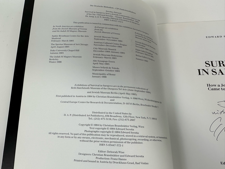 Signed Book Survival In Sarajevo Signed By Edward Serotta [Photo 5]