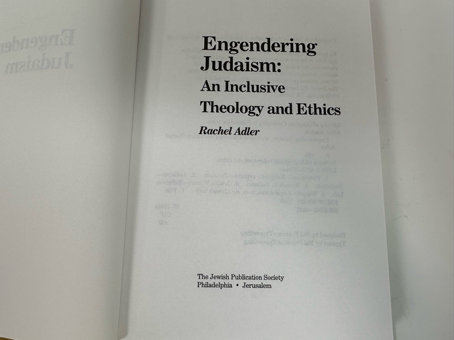Signed Book Engendering Judaism Signed By Rachel Adler [Photo 6]