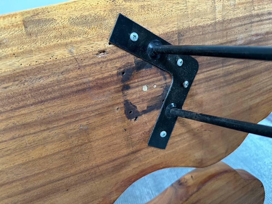 Mid-Century Style Wood Plank Coffee Table With Hairpin Legs 63W X 24D X 16H [Photo 8]