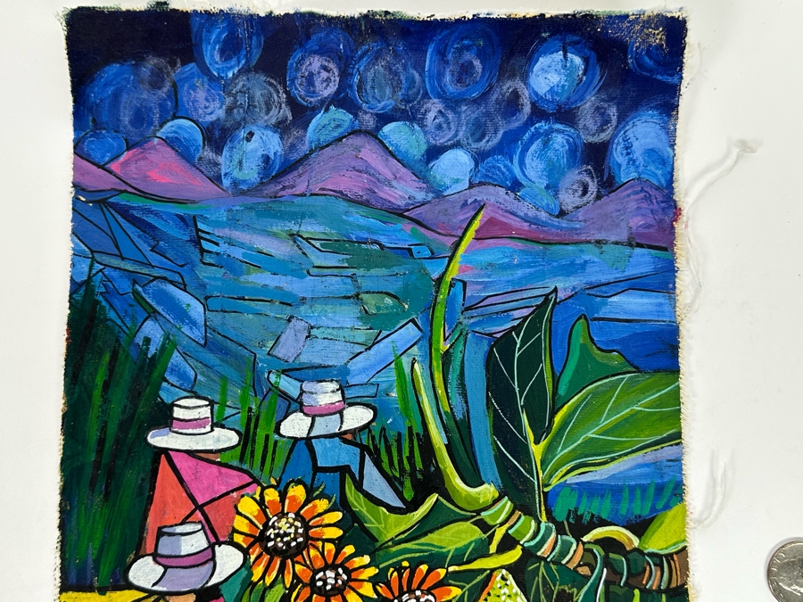 Original Painting On Canvas Unattributed 8.5 X 16 [Photo 4]