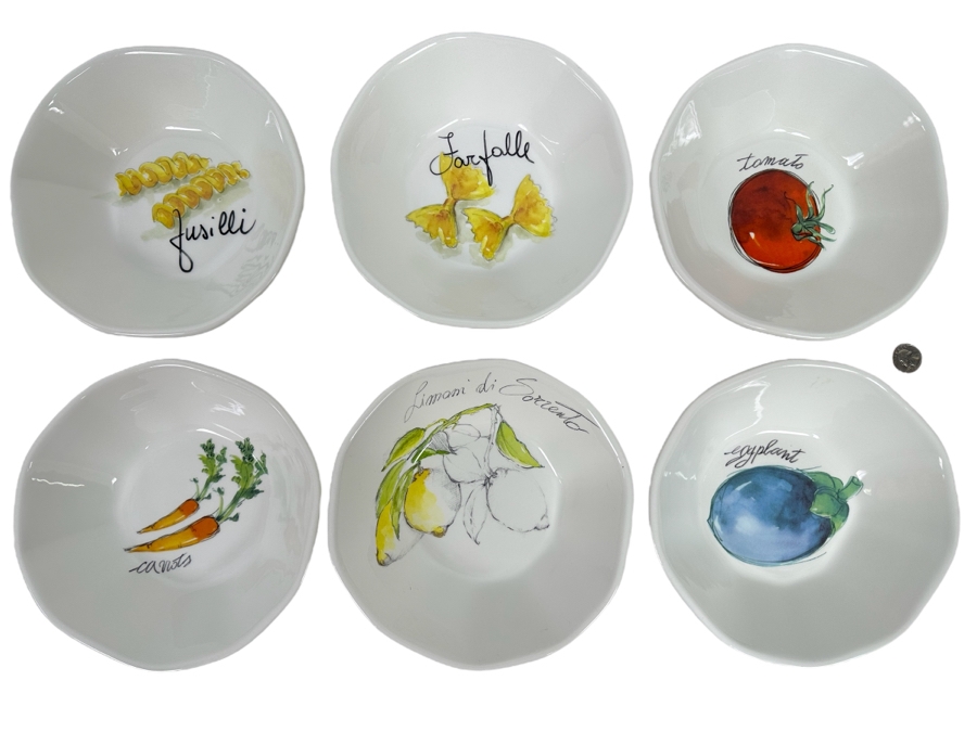 Set Of Six Bowls By Opificio Etico Ceramiche Made In Italy 9W X 2.5H
