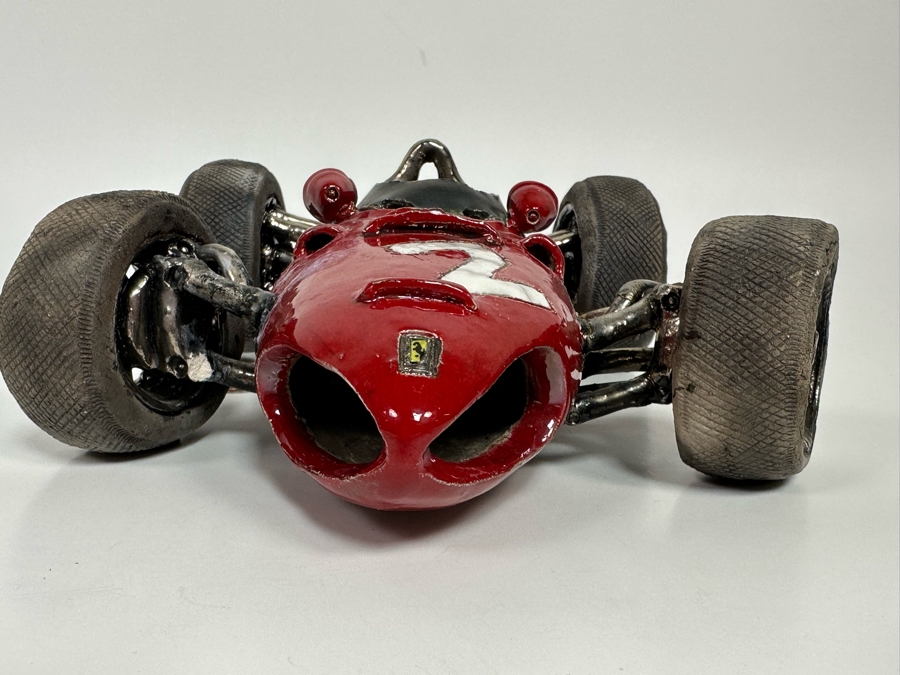 Repaired Ferarri Ceramic Sculpture Signed R. Hossack 94 8W X 3H [Photo 7]