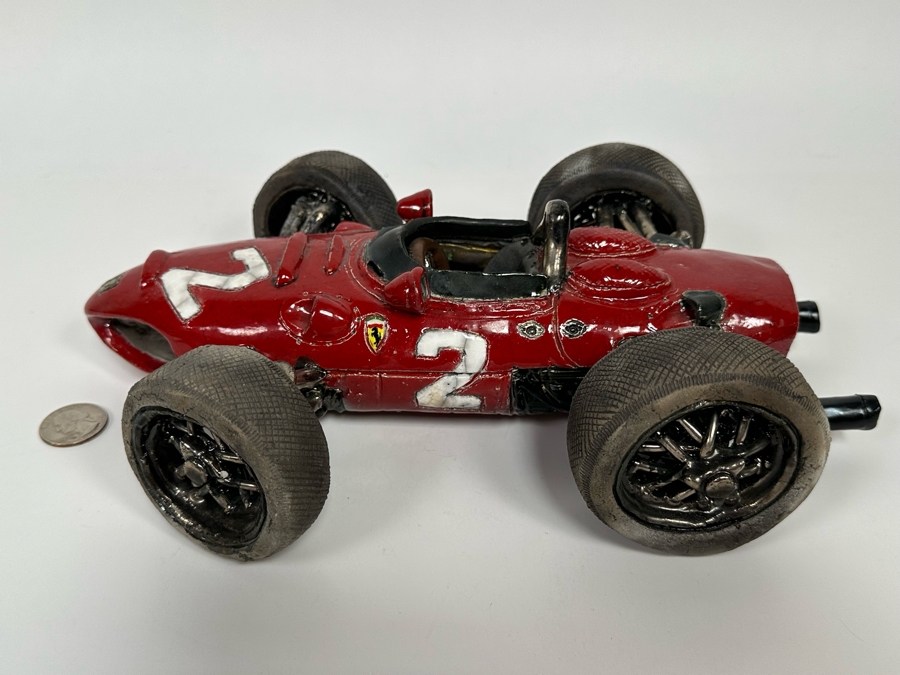 Repaired Ferarri Ceramic Sculpture Signed R. Hossack 94 8W X 3H [Photo 12]
