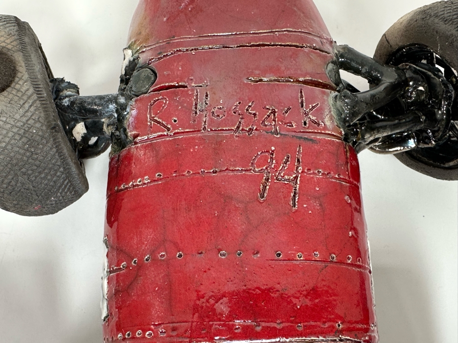 Repaired Ferarri Ceramic Sculpture Signed R. Hossack 94 8W X 3H [Photo 18]