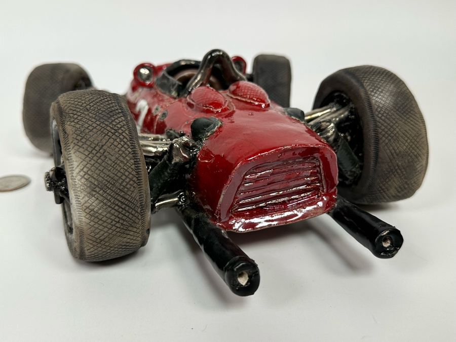 Repaired Ferarri Ceramic Sculpture Signed R. Hossack 94 8W X 3H [Photo 14]