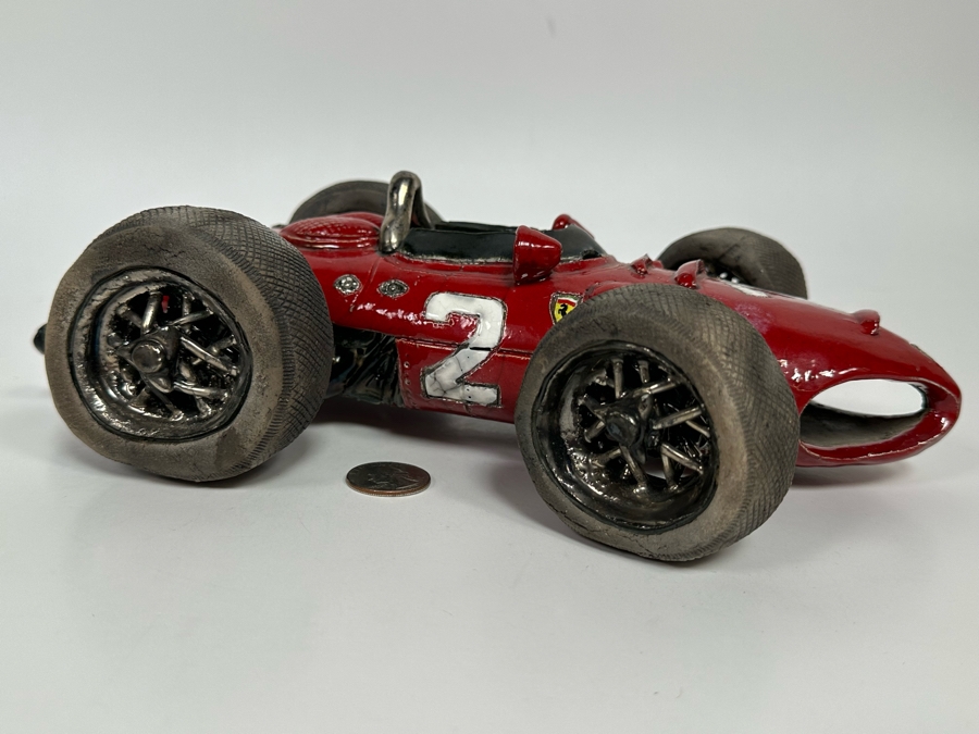 Repaired Ferarri Ceramic Sculpture Signed R. Hossack 94 8W X 3H [Photo 2]