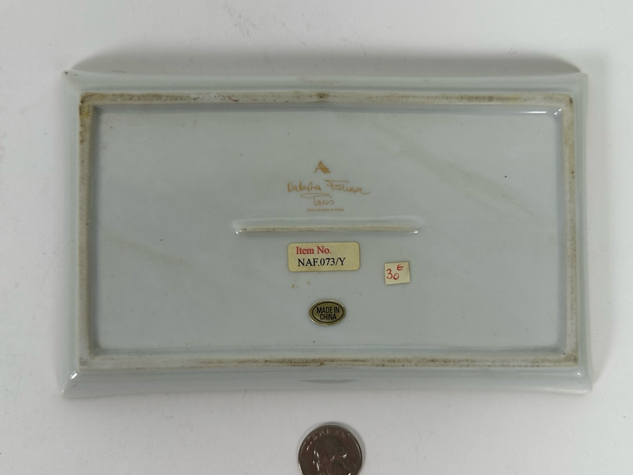 Natasha Farina Paris Porcelain Dresser Tray Trinket Dish 8 X 5 [Photo 7]