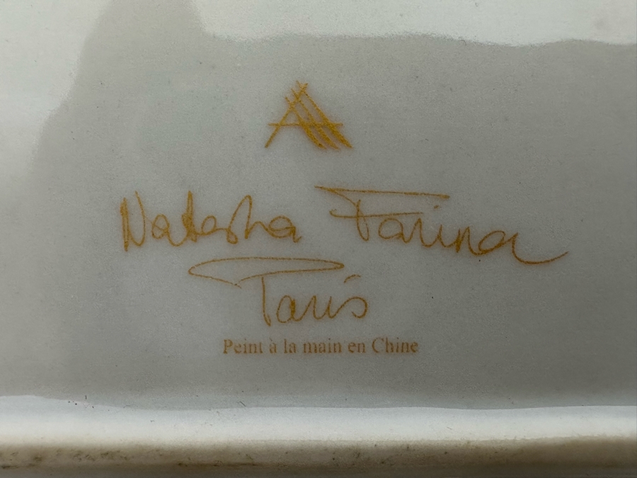 Natasha Farina Paris Porcelain Dresser Tray Trinket Dish 8 X 5 [Photo 8]