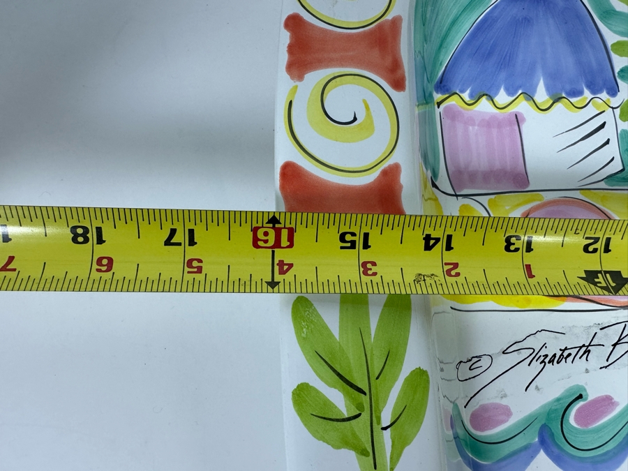 Hand Painted Square Platter By Elizabeth Barrett Roache 1991 Italy 16 X 16 [Photo 12]