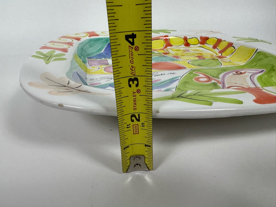Hand Painted Square Platter By Elizabeth Barrett Roache 1991 Italy 16 X 16 [Photo 14]