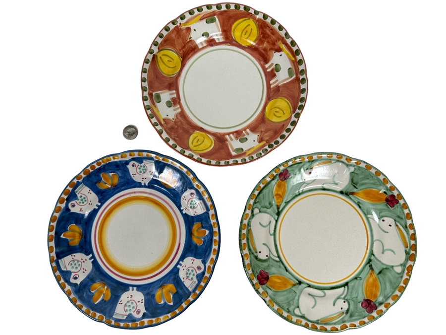Set Of 3 Solimene Vietri Plates Made In Italy 10R