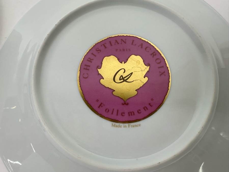 Pair Of Christian Lacroix Paris Follement Salad Plates 8 5/8R From France Replacements Value $260 [Photo 7]