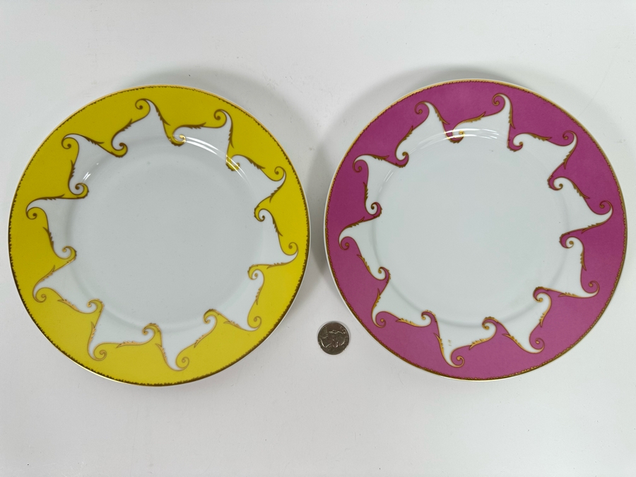 Pair Of Christian Lacroix Paris Follement Salad Plates 8 5/8R From France Replacements Value $260 [Photo 3]