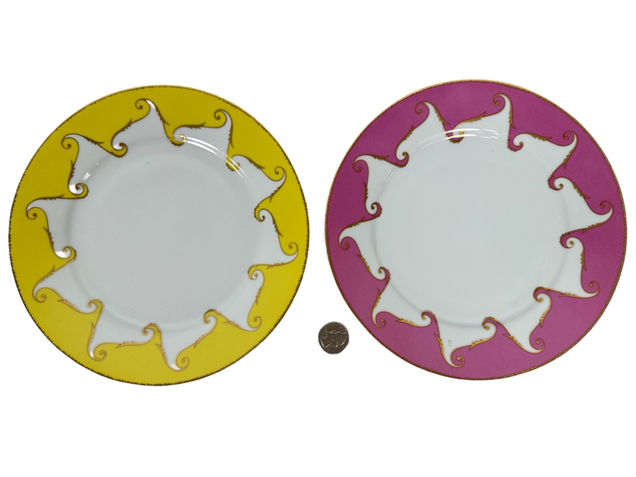 Pair Of Christian Lacroix Paris Follement Salad Plates 8 5/8R From France Replacements Value $260 [Photo 1]