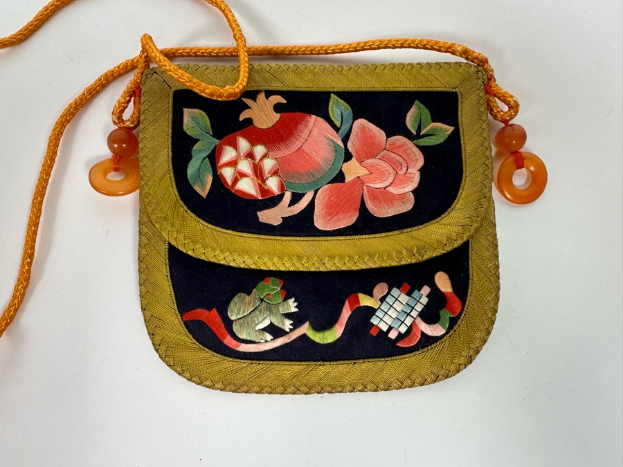 Vintage Chinese Embroidered Purse 4.5 X 4.5 [Photo 2]