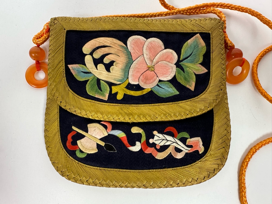 Vintage Chinese Embroidered Purse 4.5 X 4.5 [Photo 4]