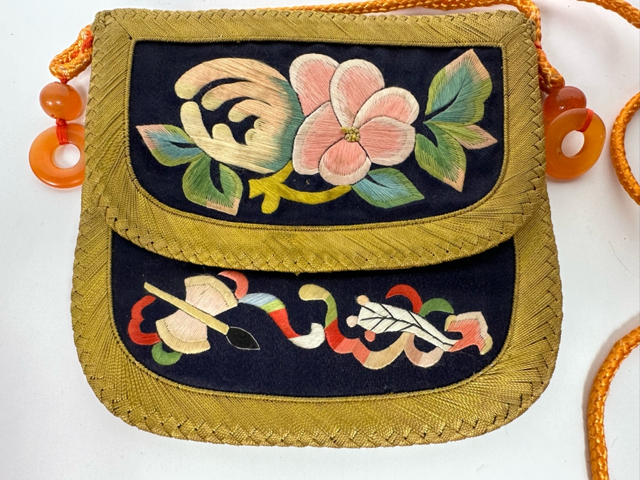 Vintage Chinese Embroidered Purse 4.5 X 4.5 [Photo 5]
