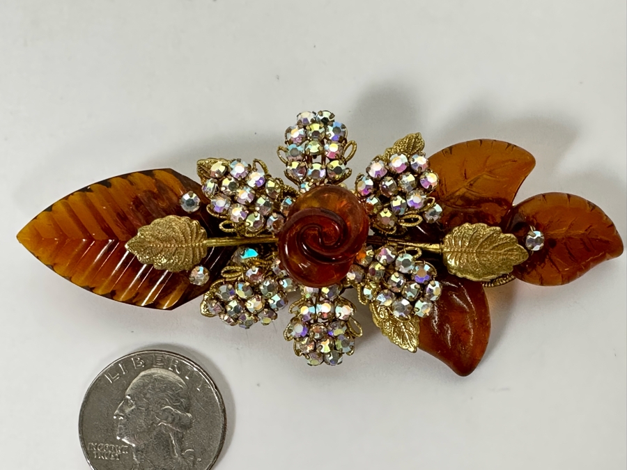 Vintage Miriam Haskell Brooch Pin 4W [Photo 4]