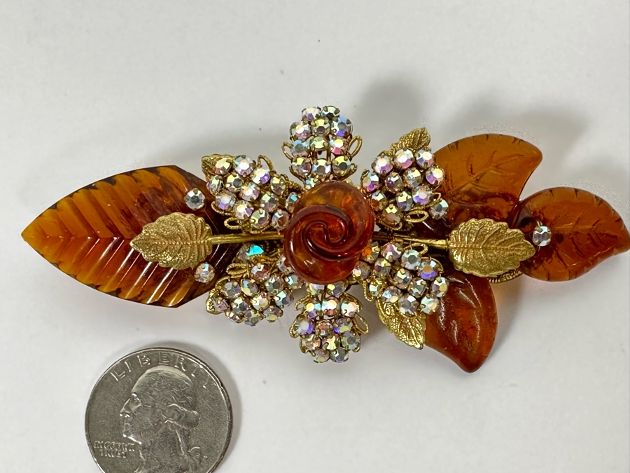 Vintage Miriam Haskell Brooch Pin 4W [Photo 3]