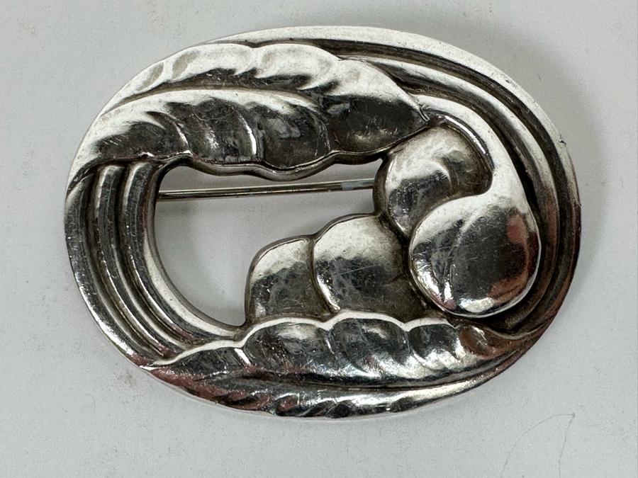 Georg Jensen Denmark Signed Sterling Silver Brooch Pin 10g [Photo 4]
